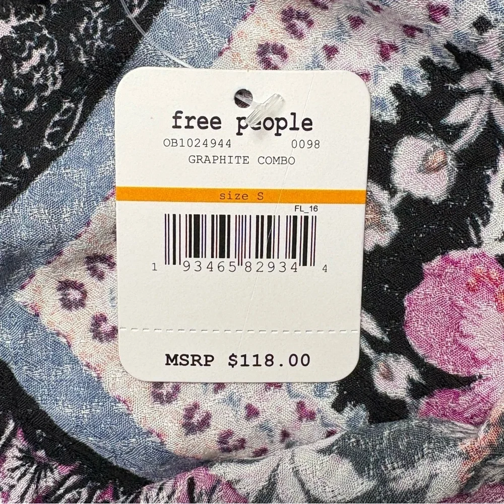 NWT Free People Intimately Stevie Printed Maxi Slip Dress Size S Graphite Combo